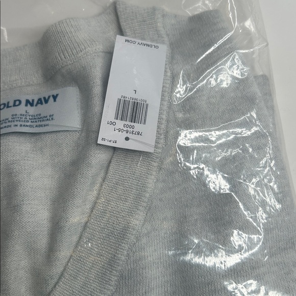 Old Navy Sweater Men's L Gray Thin Long Sleeve V-Neck Cotton Blend NWT - Picture 4 of 4